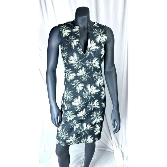 LAgence Sleeveless Blue White Linen Palm Tree Print Shift Dress Sz 4 - Picture 4 of 10